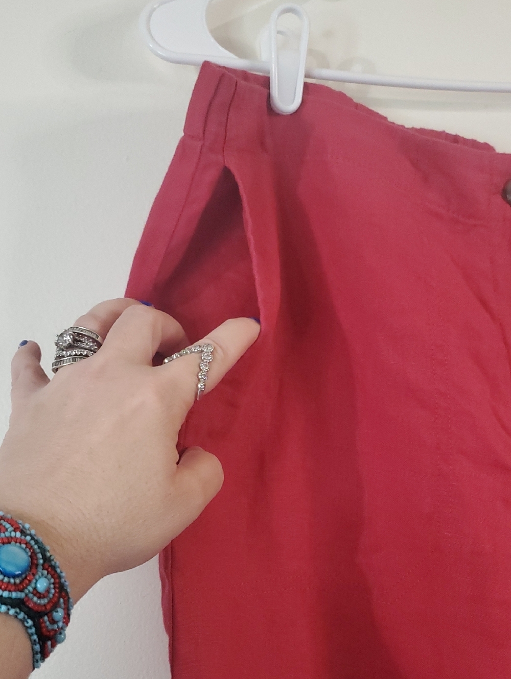 J.Jill Love Linen Wide-Leg Crop Pants Size Large Red Pink Resortwear Summer - Picture 2 of 15
